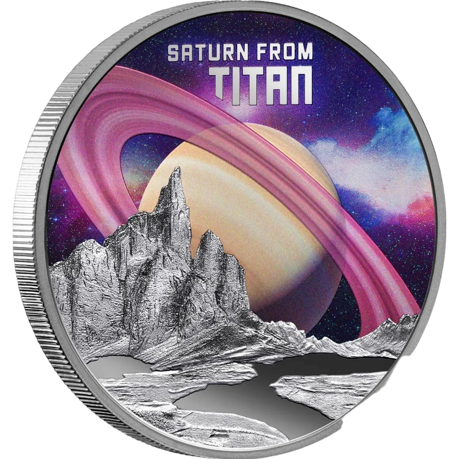 2025 Niue Saturn From Titan 1oz Silver Coloured Proof Coin