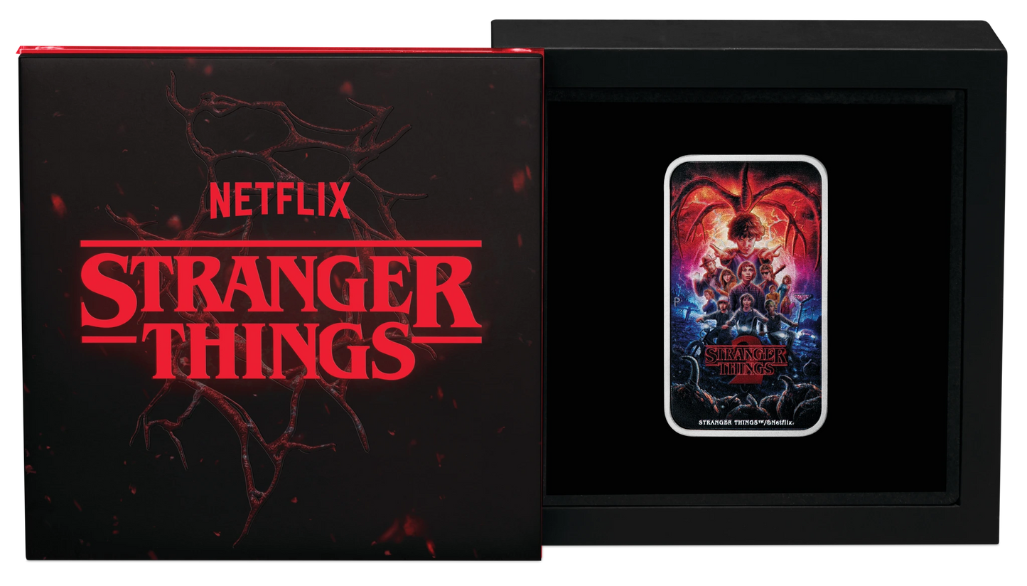 2026 PerthMint Stranger Things - Season 2 1oz Silver Coloured Rectangular Coin Pre order