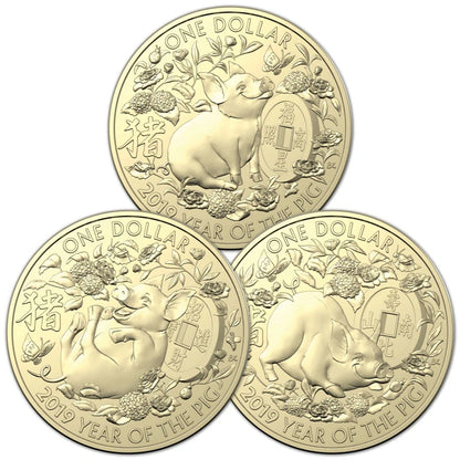 2024-2012 Royal Australian Mint Lunar Year of the Dragon $1 13 carded coin collection