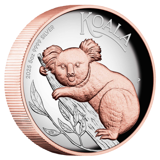2025 PM Australian Koala 5oz Silver Proof High Relief Gilded Coin