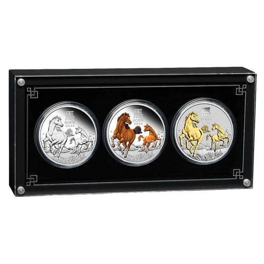 Australian Lunar Series III 2026 Year of the Horse 1oz Silver Trio