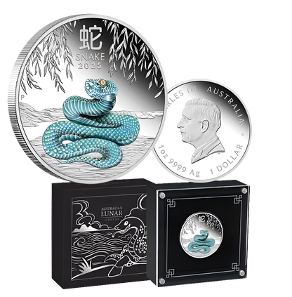 2025 Australian Lunar Series III Year of the Snake 1oz Silver Coloured Proof Coin