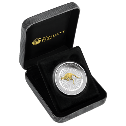 2016 Perth Mint $1 Gilded Australian Kangaroo 1oz Silver Coin First Year Of Issue