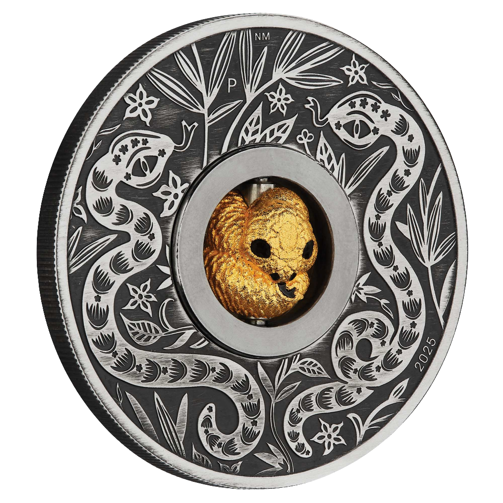 2025 Year of the Snake Rotating Charm 1oz Silver Antiqued Coin