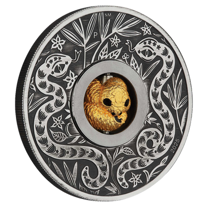 2025 Year of the Snake Rotating Charm 1oz Silver Antiqued Coin