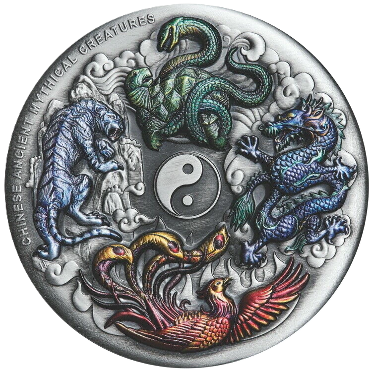2021 Perth Mint Mythical Creatures 5oz Silver Antiqued Coloured Coin
