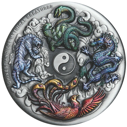 2021 Perth Mint Mythical Creatures 5oz Silver Antiqued Coloured Coin