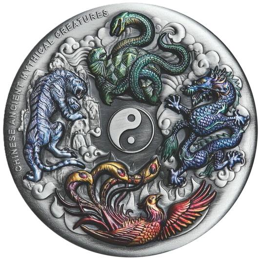 2021 Perth Mint Mythical Creatures 5oz Silver Antiqued Coloured Coin