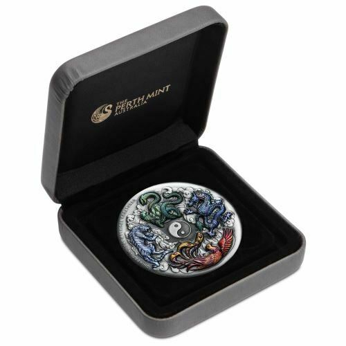 2021 Perth Mint Mythical Creatures 5oz Silver Antiqued Coloured Coin