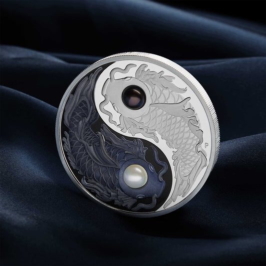 2024 PerthMint Yin Yang Koi 5oz silver coloured Proof coin