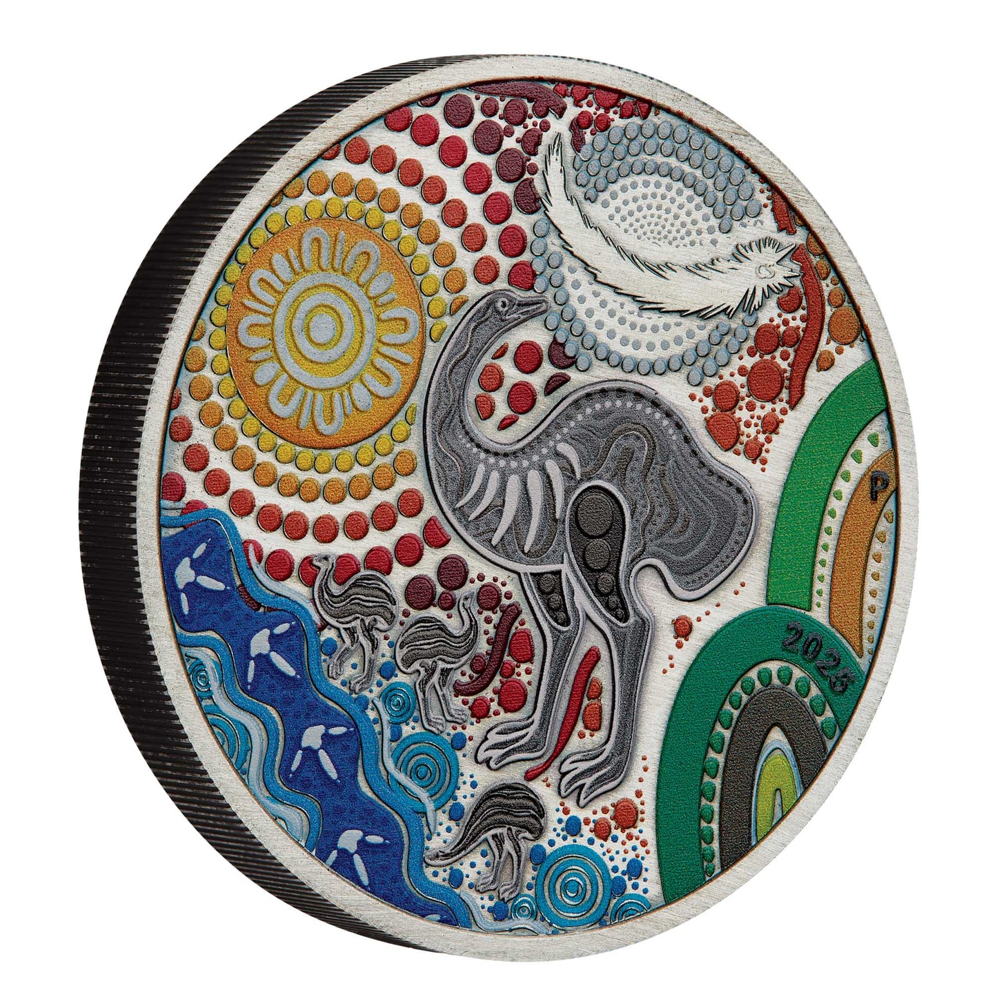 2025 Emu Utingat 2oz Silver Antiqued Coloured Coin