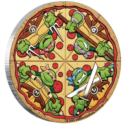 2025 Teenage Mutant Ninja Turtles 2oz Silver Coloured Pizza Coin
