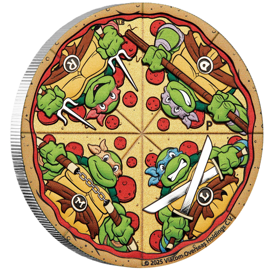 2025 Teenage Mutant Ninja Turtles 2oz Silver Coloured Pizza Coin