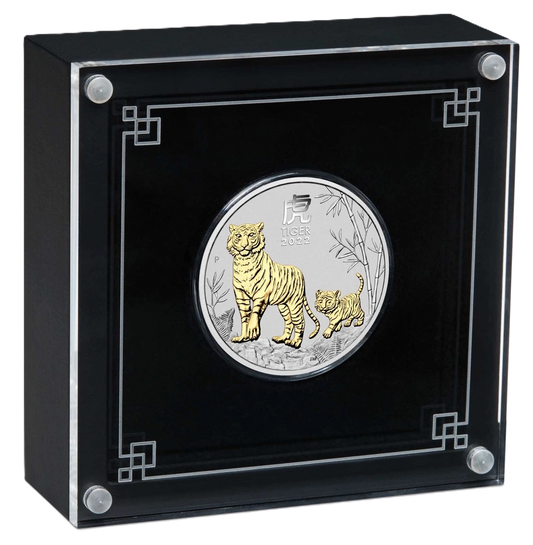 2022 Perth Mint Lunar Year of the Tiger 1oz Silver Gilded Coin